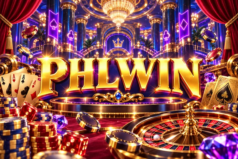 phlwin brand artwork in a gold and jewel casino scene — original concept illustration
